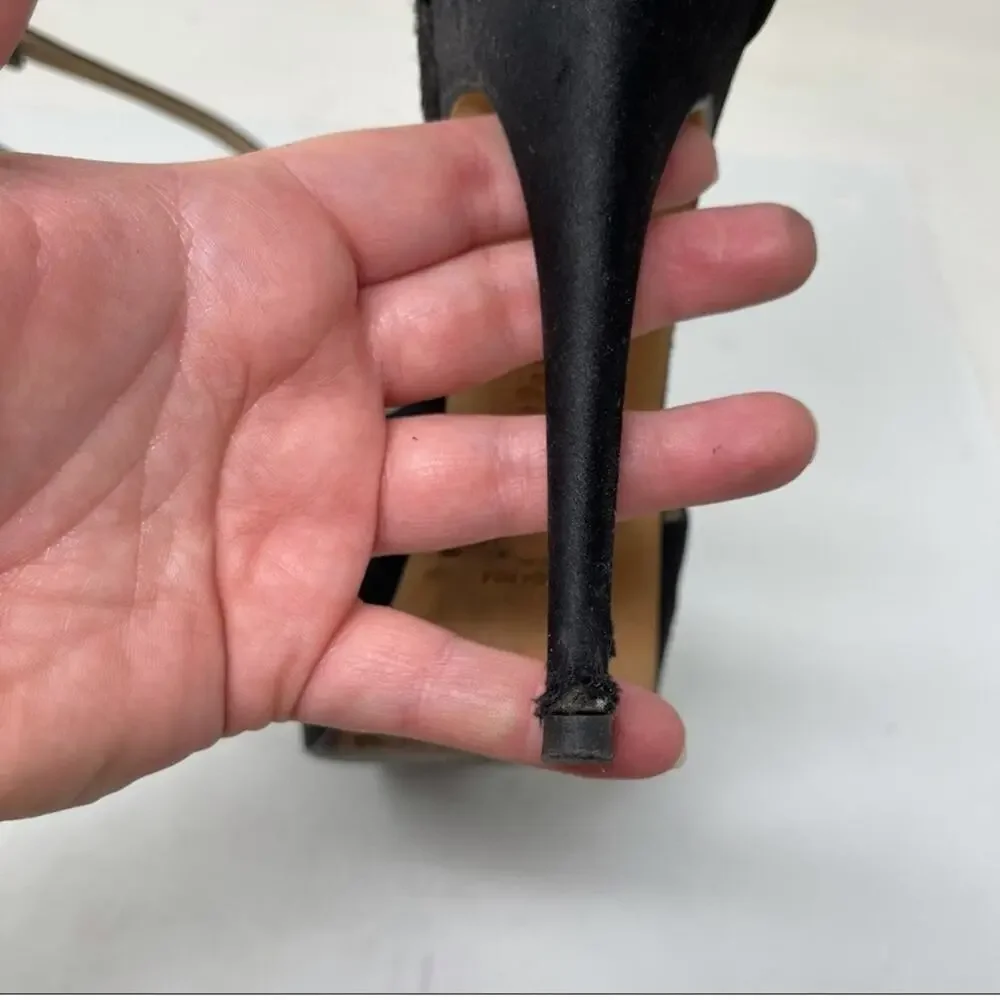 Yves Saint Laurent Vintage black satin platform ultra high heels size 39.5 - Picture 12 of 12